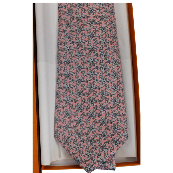 Hermes Men's Silk Neck Tie in Pink - close view