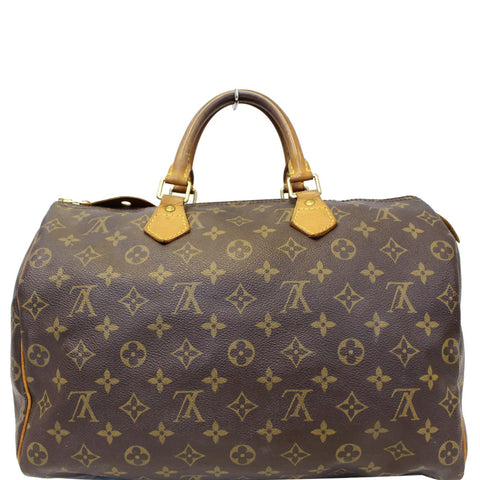 LOUIS VUITTON Speedy 35 Monogram Canvas Satchel Handbag Brown