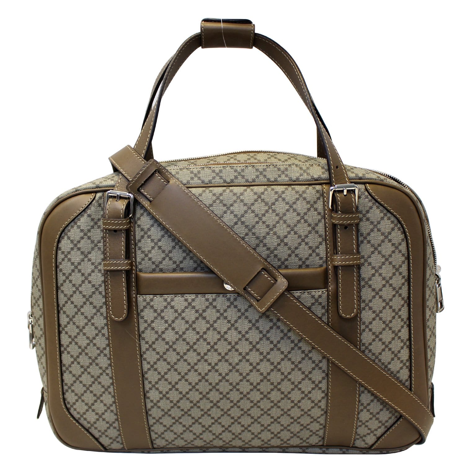 men's / unisex gucci travel bag Gucci Travel Bag Diamante Men's Briefcase Beige