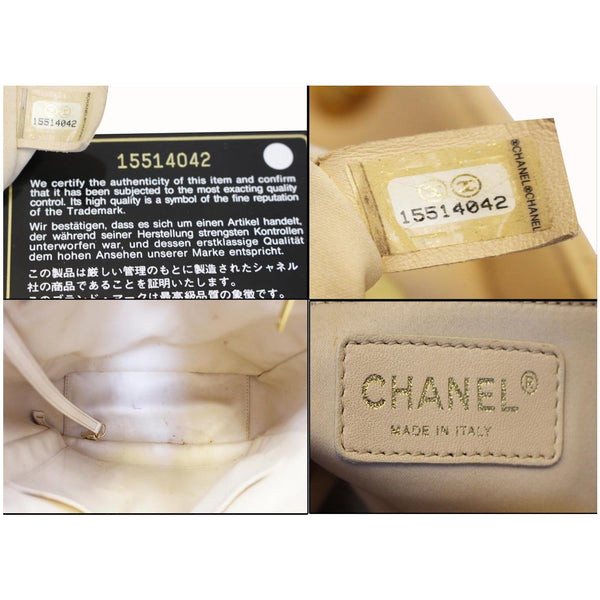 Chanel Tote Bag PST Caviar Leather Petit Shopping Beige interior