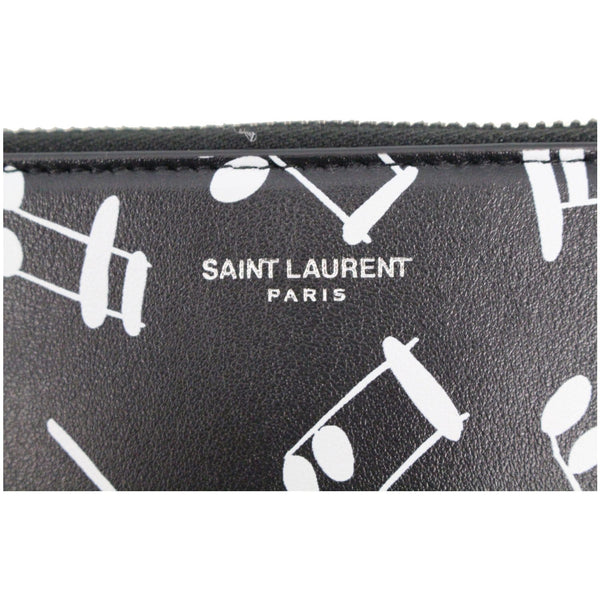 YVES SAINT LAURENT Calfskin Musical Notes Zip Pouch Black - Last Call