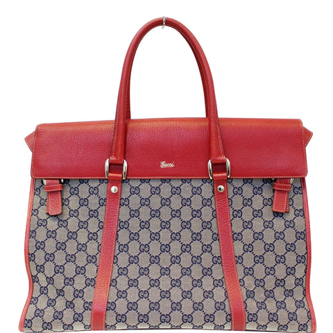 GUCCI GG Monogram Canvas Work Tote Bag Navy/Red
