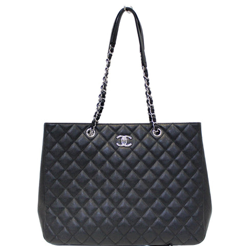 CHANEL Large Classic Caviar Leather Tote Shoulder Bag Black