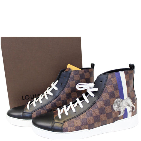 LOUIS VUITTON Damier Ebene Lion Chapman Sneakers  Size US 8.1/2