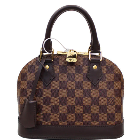 LOUIS VUITTON Alma BB Damier Ebene Satchel Bag Brown
