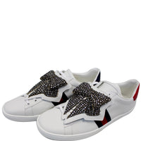 GUCCI Ace Low Top Crystal Bow Patches Sneakers White 481154 US 12