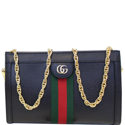 GUCCI Ophidia Small Web Calfskin Shoulder Bag Black 503877