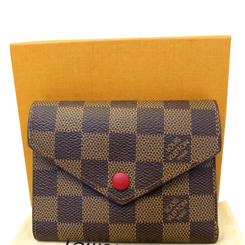 LOUIS VUITTON Victorine Damier Ebene Wallet Red
