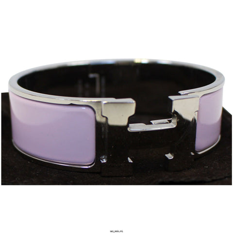 HERMES H Clic Clac Enamel Bracelet Bangle Size 7.5 Light Pink