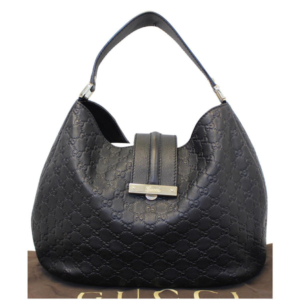 GUCCI New Web Guccissima Leather Hobo Bag Black 233604