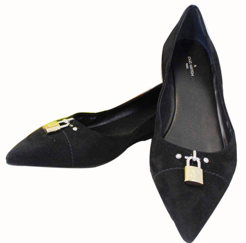 LOUIS VUITTON Black Pinky Swear Ballerina Suede Flats Size 40