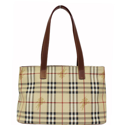BURBERRY Haymarket Check Canvas Tote Bag Multicolor