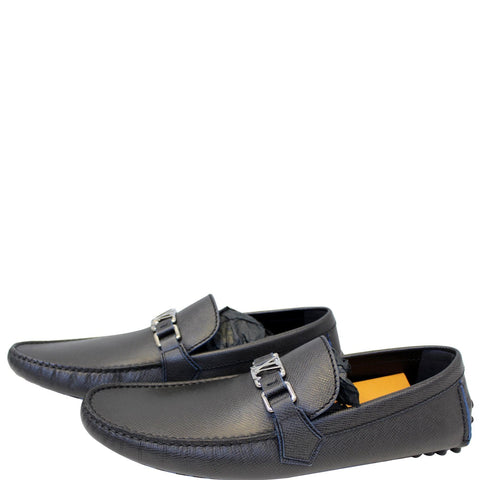 LOUIS VUITTON Taiga Hockenheim Moccasin Loafers Grey US 12