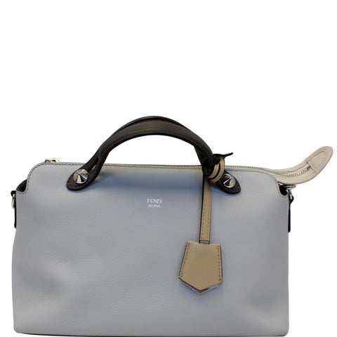 FENDI Small By The Way Leather Shoulder Bag Gray/Light Blue