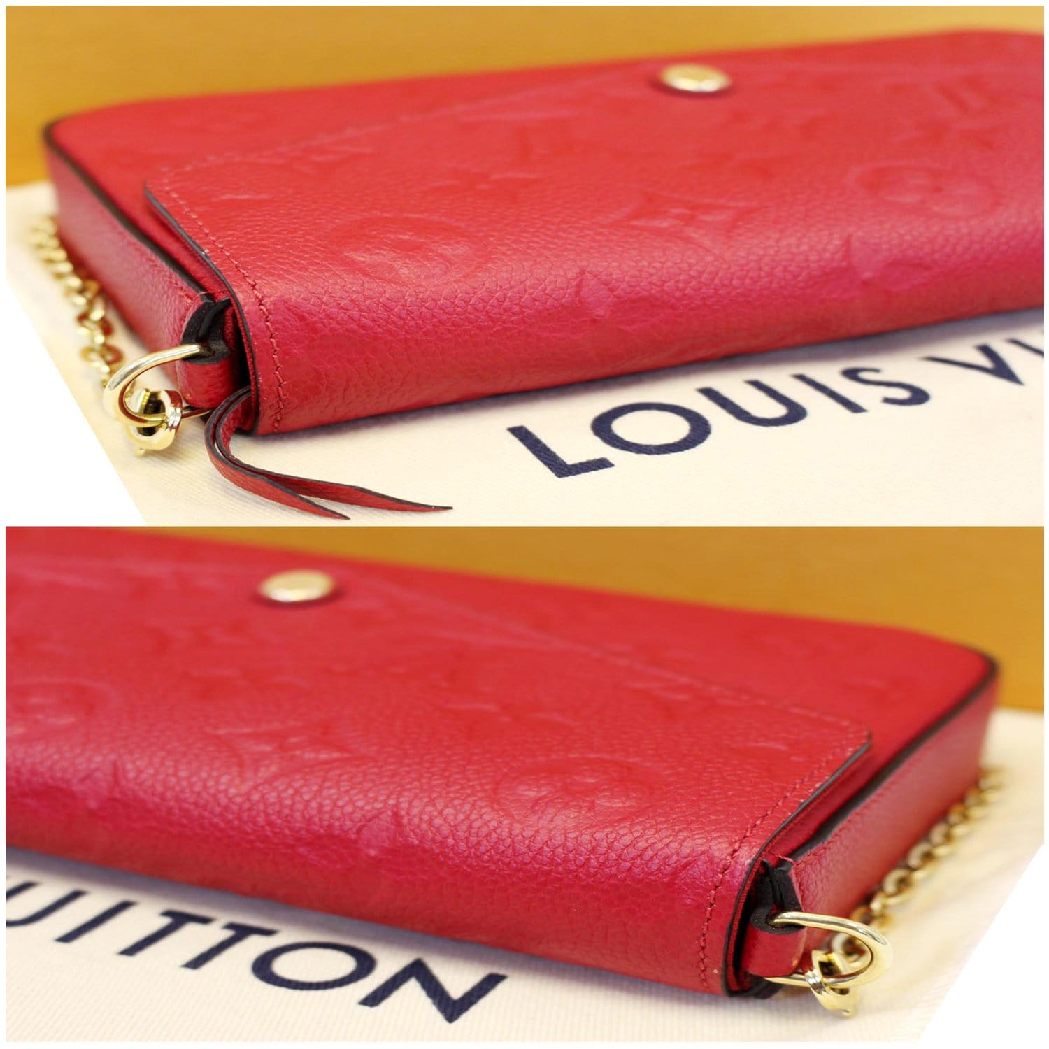 LOUIS VUITTON Empreinte Pochette Felicie Chain Wallet Scarlet | FASHIONPHILE