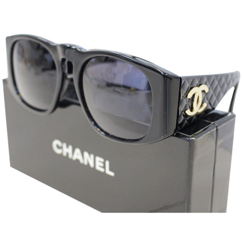 CHANEL Black Vintage Quilted Sunglasses 01450