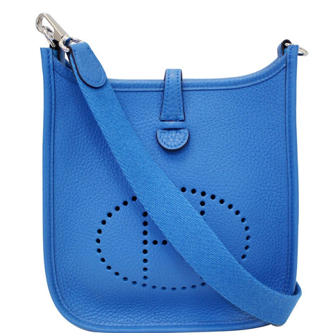 HERMES Evelyne III TPM Taurillon Clemence Shoulder Crossbody Bag Blue