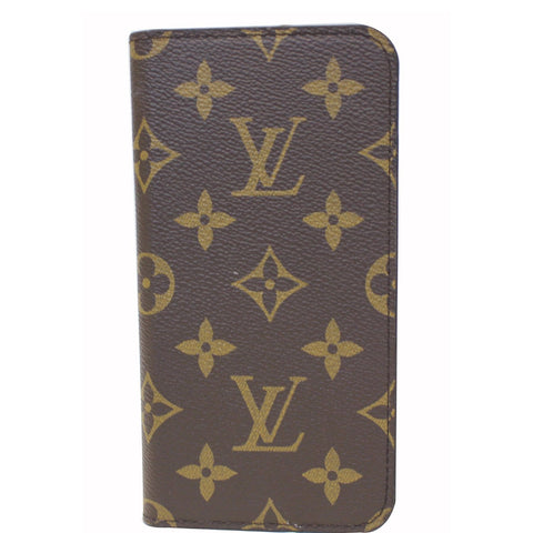 LOUIS VUITTON IPhone X XS Folio Monogram Canvas Phone Case Brown