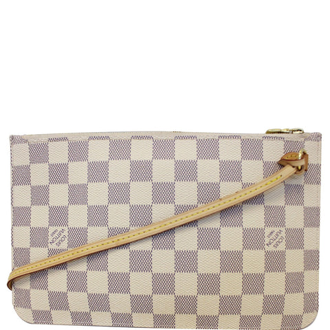 LOUIS VUITTON Pochette Wristlet Pouch Damier Azur Neverfull MM White