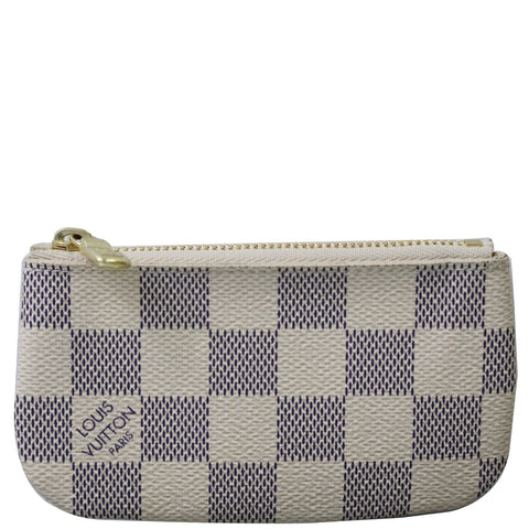 LOUIS VUITTON Key Coin Pouch Damier Azur White