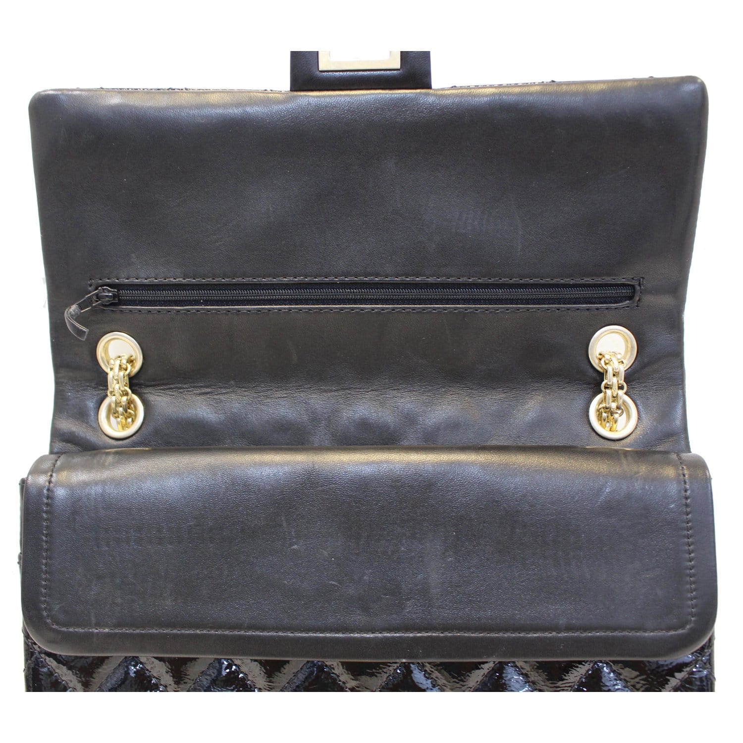 CHANEL Reissue Double Flap Patent Leather Shoulder Bag Black-US