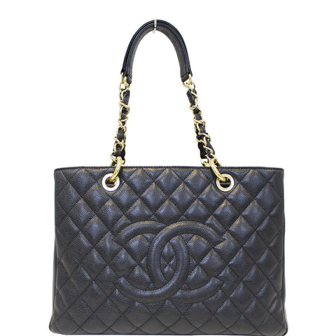 CHANEL Grand Shopping Caviar Leather Tote Bag Black