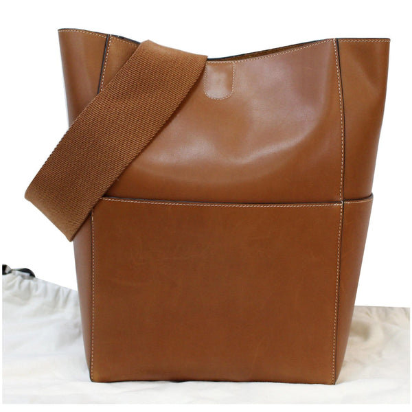 CELINE Sangle Bucket Soft Grained Calfskin Tote Bag Tan