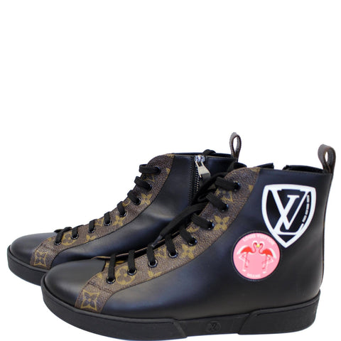LOUIS VUITTON Checkpoint Monogram Sneaker Boot Noir Black US 10