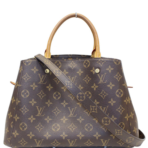 LOUIS VUITTON Montaigne MM Monogram Canvas Shoulder Bag Brown