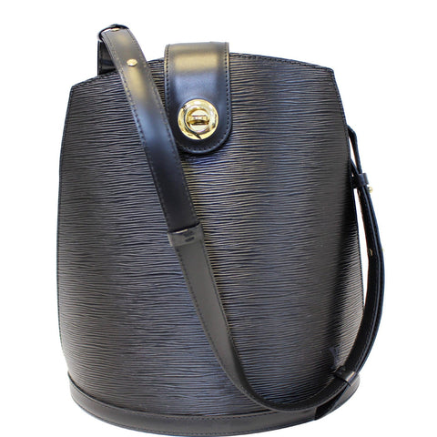 LOUIS VUITTON Cluny Epi Leather Shoulder Bag Black