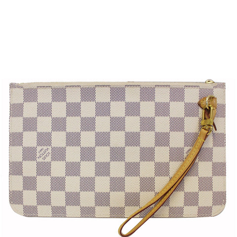 LOUIS VUITTON Pochette Wristlet Pouch Damier Azur Neverfull MM White