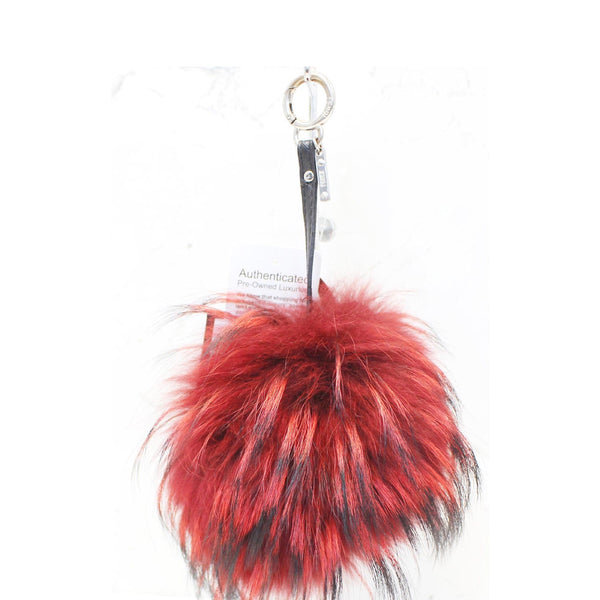 Fendi Fox Fur Monster Bag Bug Charm Red - side view 