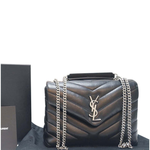 SAINT LAURENT Matelasse Loulou Monogram Calfskin Shoulder Bag Black