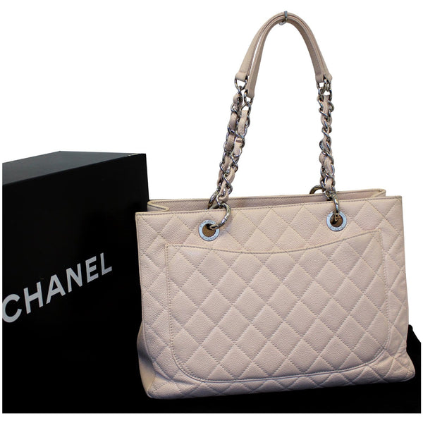 CHANEL Grand Shopping Caviar Leather Tote Shoulder Bag Blush Pink