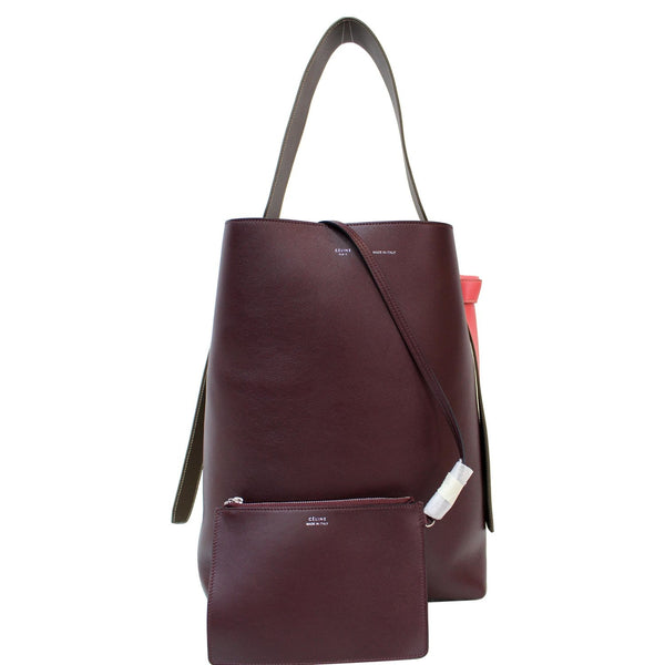 CELINE Twisted Cabas Small Smooth Calfskin Tote Bag Burgundy