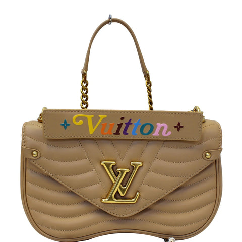 LOUIS VUITTON New Wave Chain MM Calfskin Leather Shoulder Bag Noisette