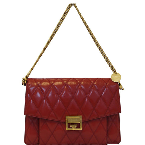 GIVENCHY GV3 Medium Goatskin Quilted Shoulder Bag Red 
