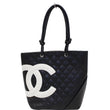 CHANEL Cambon Small Quilted Leather Tote Bag Black-US