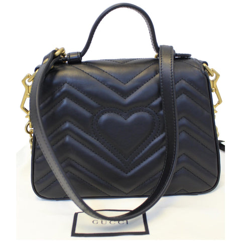 GUCCI GG Marmont Mini Leather Top Handle Shoulder Bag Black 547260