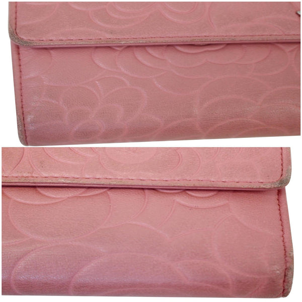 CHANEL Camellia Leather Trifold Wallet Pink-US