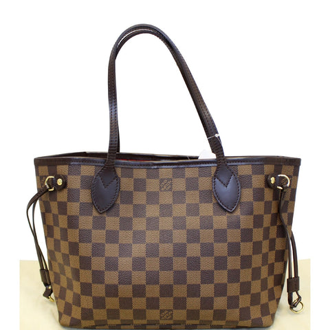 LOUIS VUITTON Neverfull PM Damier Ebene Tote Shoulder Bag Brown