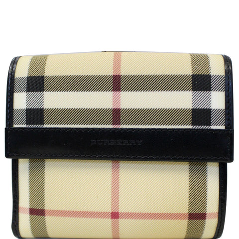 BURBERRY Haymarket Check Compact Wallet Beige/Black