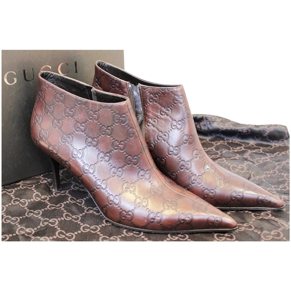 Gucci Boots Leather Brown Guccissima Size 9B for sale