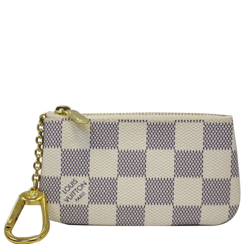 LOUIS VUITTON Key Coin Pouch Damier Azur White