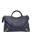BALENCIAGA Metallic Edge City Leather Shoulder Bag Navy Blue - Last Call