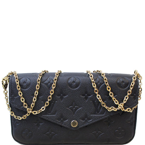 LOUIS VUITTON Pochette Felicie Empreinte Leather Crossbody Bag Black
