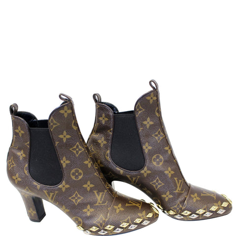 LOUIS VUITTON Monogram Canvas El Dorado Ankle Booties Size 41