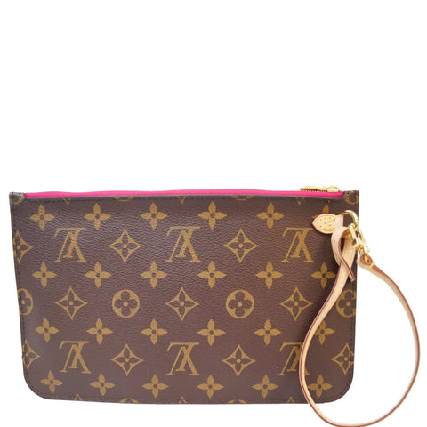 LOUIS VUITTON Pochette Wristlet Pouch Monogram Canvas Neverfull GM Brown