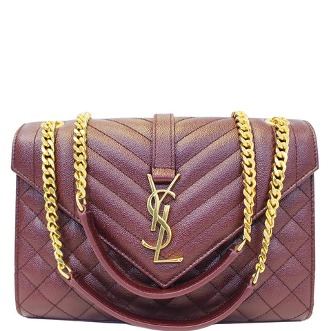 YVES Saint Laurent Envelope Medium Chain Shoulder Bag Burgundy