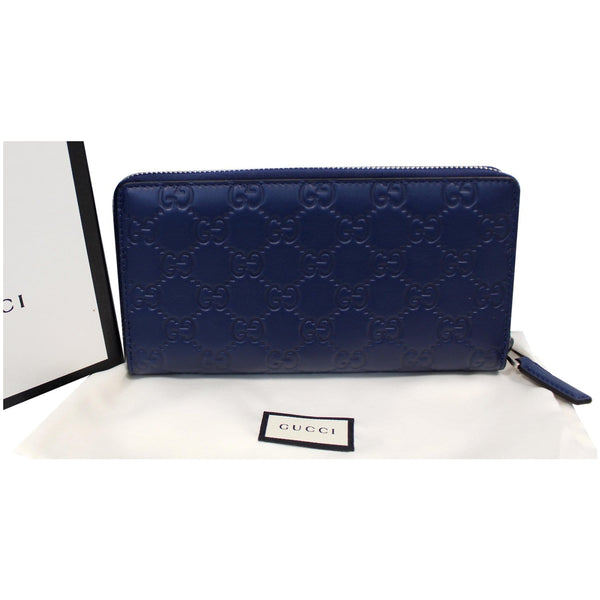 GUCCI Zip Around NY New York Yankees Patch Guccissima Wallet Blue - Last Call